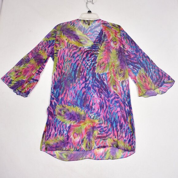 NINETY Women's Multi-Color Sheer Swim Coverup Size Small - Picture 5 of 5